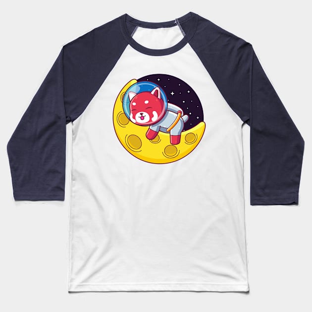 red panda astronaut sleeping on the moon Baseball T-Shirt by Ardhsells